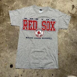 90s style Boston Red Sox graphic grey cotton t-shirt Size Sm